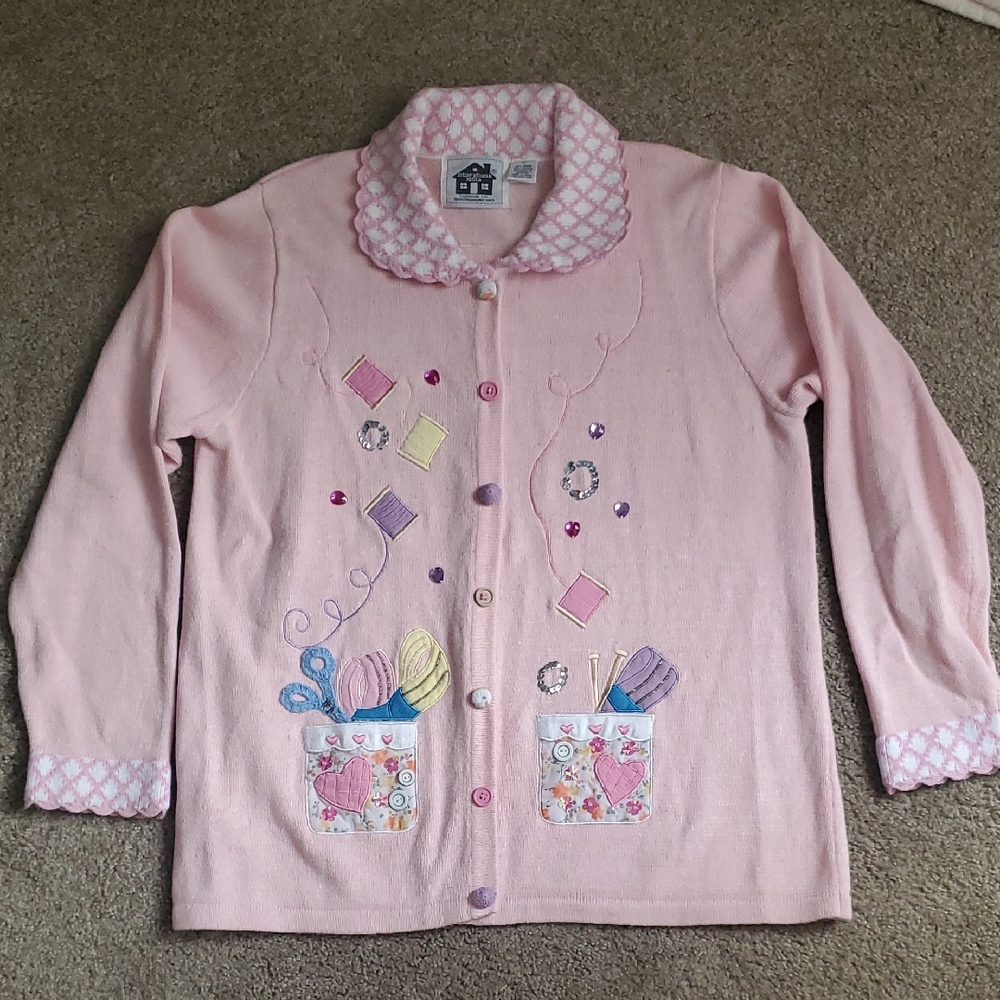 Like New! Vintage Storybook Knits I Love Sewing Sweater